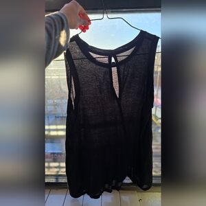 Sheer Black Sleeveless Keyhole Top